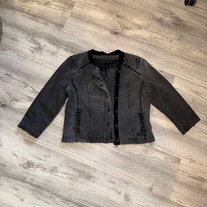 Harley Davidson Black Stud-Embellished Denim Jacket for Women